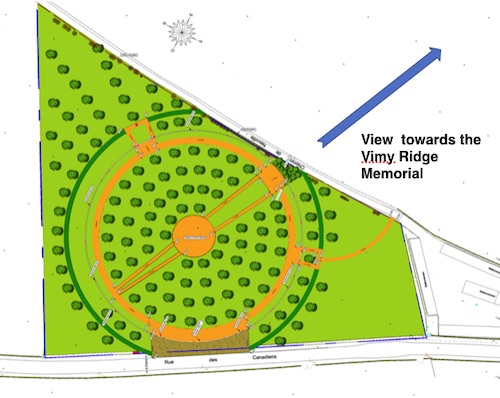 Centennial Park Concept DesignDrawing Legend:

Paved pathways and walls — coloured orange


Trees — green circles